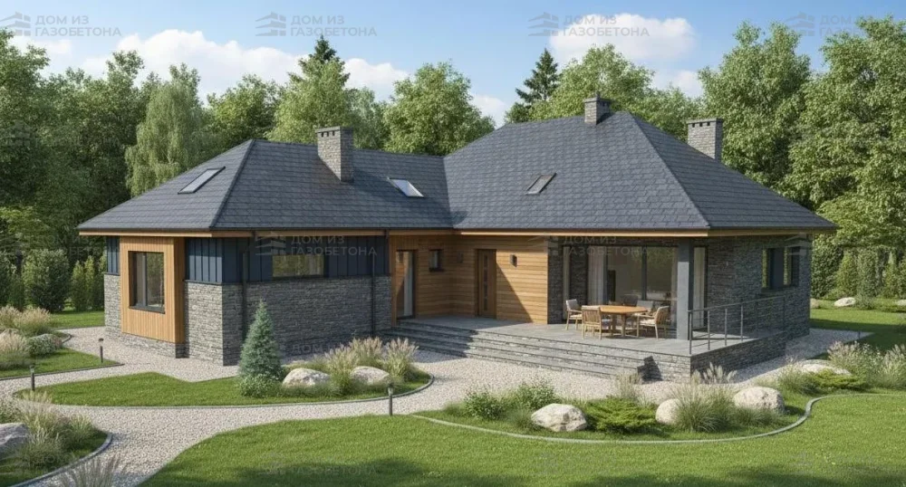 Проект Одноэтажный дом 21 на 18, 180 м2